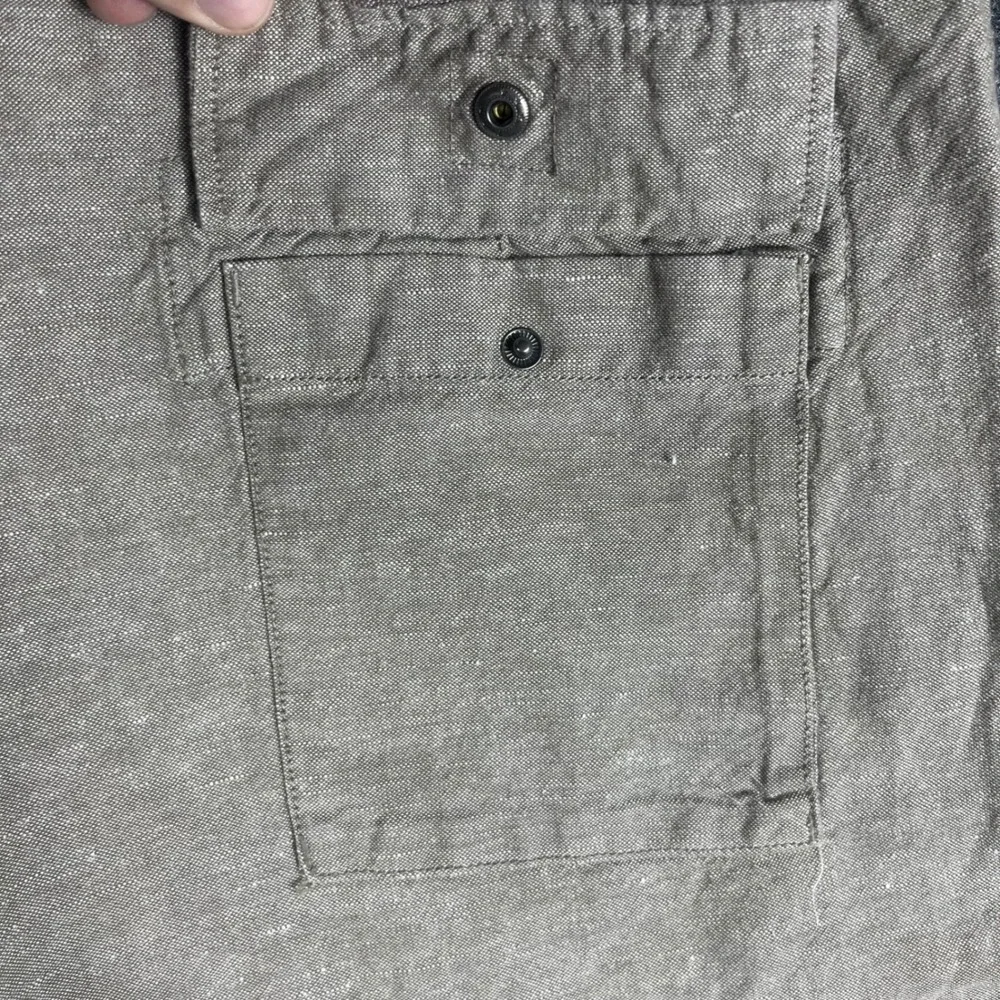 Banana Republic Straight Fit Pants Mens 35/32 Tan Linen Blend Drawstring Casual